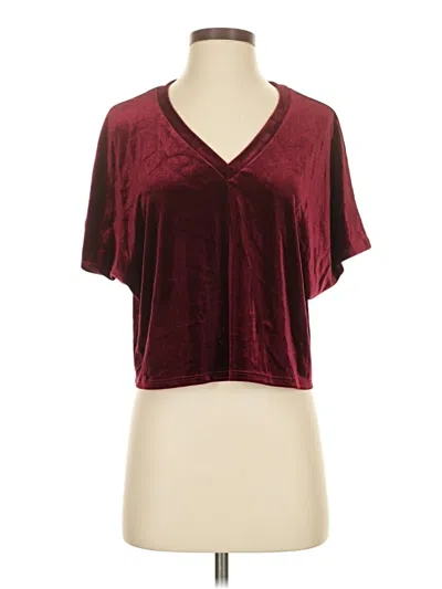 Pre-owned Aqua Short Sleeve Top Burgundy V Neck Tops
