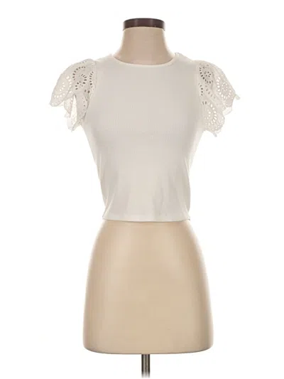 Pre-owned Aqua Short Sleeve Top Ivory Sweetheart Neckline Tops
