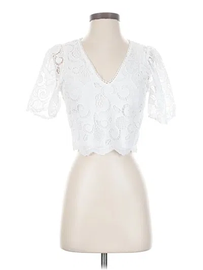 Pre-owned Aqua Short Sleeve Top White Sweetheart Neckline Tops