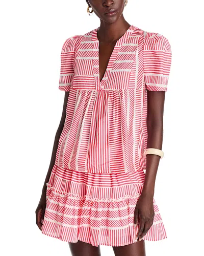 Aqua Short Sleeve V Neck Top - Exclusive In Coral