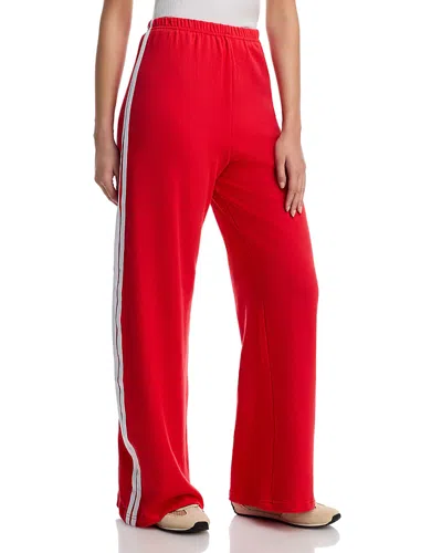 Aqua Simone Side Stripe Wide Leg Sweatpants - Exclusive In Red