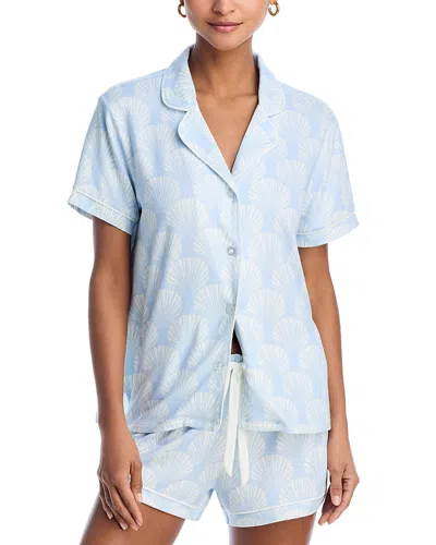 Aqua Sleep Notch Collar Pajama Set - Exclusive In Light Blue