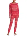 Aqua Sleep Starlette Long Henley Pajama Set - Exclusive In Red