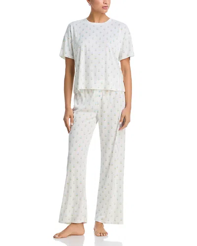Aqua Sleep Tee & Pants Pajama Set - Exclusive In White