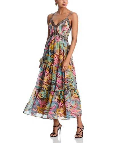 Aqua Sleeveless Abstract V Neck Midi Dress - Exclusive In Multi