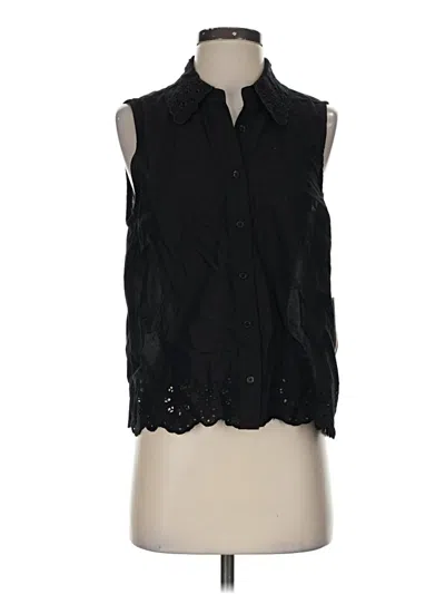 Pre-owned Aqua Sleeveless Button Down Shirt In Black