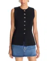 Aqua Sleeveless Button Front Sweater - Exclusive In Black