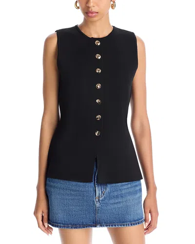 Aqua Sleeveless Button Front Sweater - Exclusive In Black