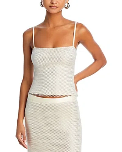 Aqua Sleeveless Crystal Embellished Mesh Top - 100% Exclusive In White