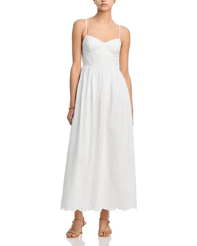 Aqua Sleeveless Eyelet Bustier Midi Dress - Exclusive In White