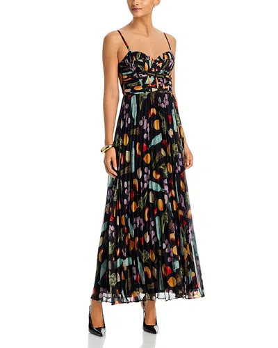 Aqua Sleeveless Printed Maxi Dress - Exclusive In Black