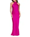 Aqua Sleeveless Satin Gown - Exclusive In Pink