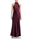 Aqua Sleeveless Satin Gown - Exclusive In Burgundy