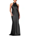 Aqua Sleeveless Satin Gown - Exclusive In Black
