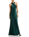 Aqua Sleeveless Satin Gown - Exclusive In Transparent