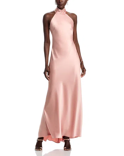 Aqua Sleeveless Satin Gown - Exclusive In Pink