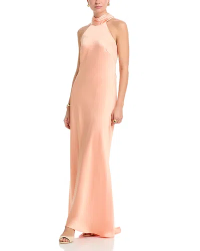 Aqua Sleeveless Satin Gown - Exclusive In Pink