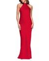 Aqua Sleeveless Satin Gown - Exclusive In Red