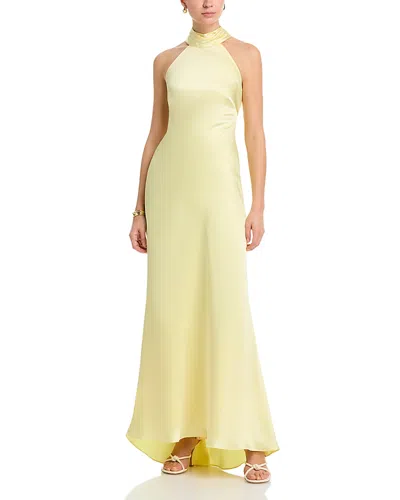 Aqua Sleeveless Satin Gown - Exclusive In Yellow