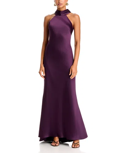 Aqua Sleeveless Satin Gown - Exclusive In Purple
