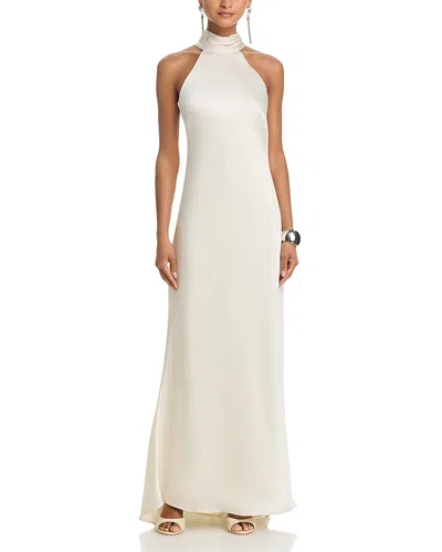 Aqua Sleeveless Satin Gown - Exclusive In White