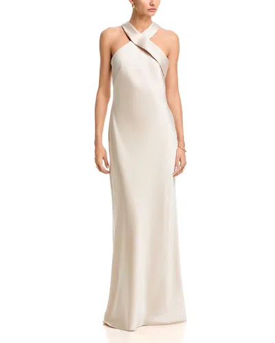 Aqua Sleeveless Satin Gown - Exclusive In White