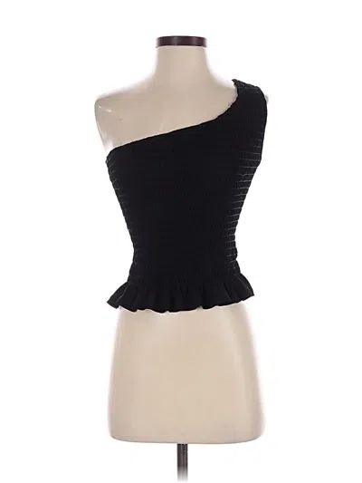 Pre-owned Aqua Sleeveless Top Black One Shoulder Neckline Tops