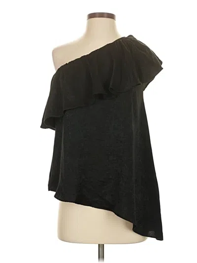 Pre-owned Aqua Sleeveless Top Black One Shoulder Neckline Tops