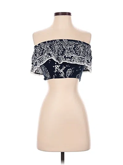 Pre-owned Aqua Sleeveless Top Blue Strapless Neckline Tops