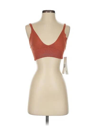 Aqua Sleeveless Top Orange Strapless Neckline Tops In Brown