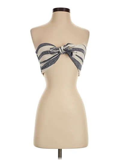 Pre-owned Aqua Sleeveless Top Silver Strapless Neckline Tops