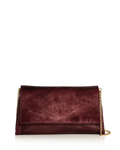 Aqua Small Calf Hair Clutch - Exclusive In Burgundy