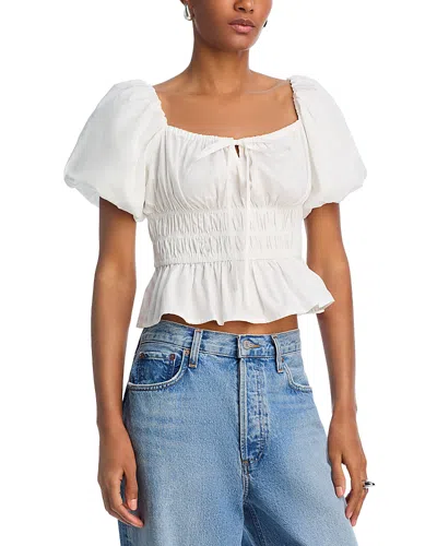 Aqua Smocked Cropped Top - Exclusive In White