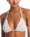Aqua Smocked Triangle Bikini Top - 100% Exclusive In White Multi
