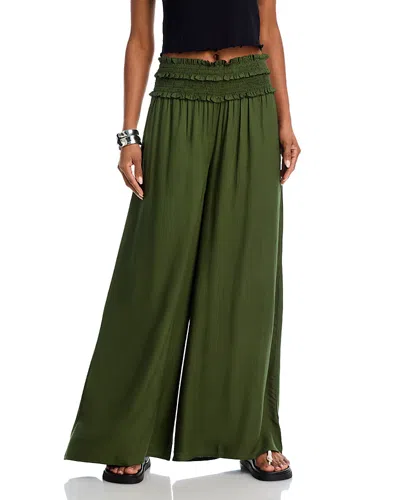 Aqua Smocked Waist Pants - Exclusive In Military