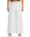 Aqua Smocked Waist Pants - Exclusive In White