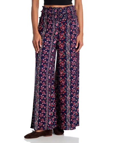 Aqua Smocked Waist Pants - Exclusive In Blue