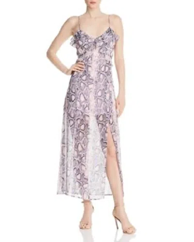 Aqua Snake Print Strappy Ruffle Maxi Dress In Pink