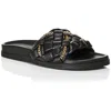 Aqua Sofia Womens Slip On Chain Slide Sandals In Black