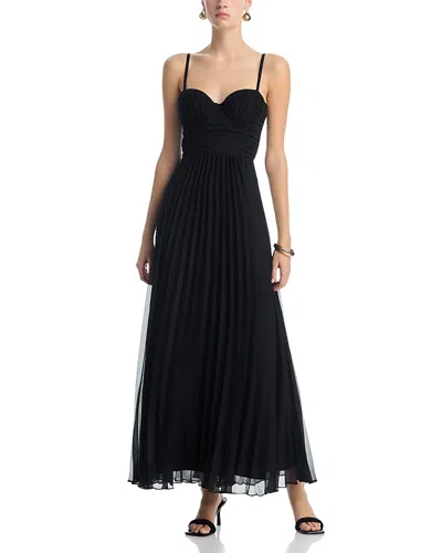 Aqua Solid Pleated Maxi Dress - Exclusive In Black