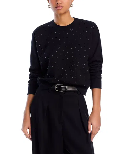 Aqua Sophia Crystal Embellished Sweatshirt In Black