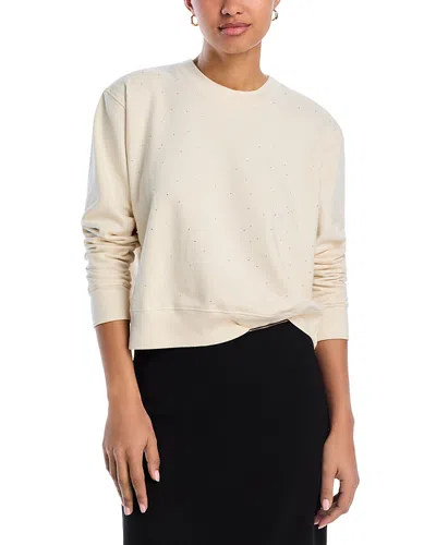 Aqua Sophia Crystal Embellished Sweatshirt In Ivory