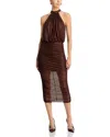 Aqua Sparkle Halter Dress - Exclusive In Brown
