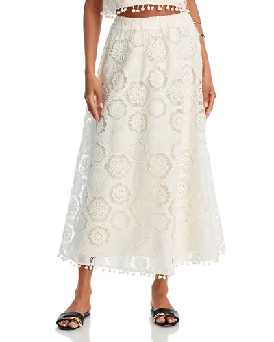 Aqua Square Crochet Maxi Skirt - Exclusive In Ivory