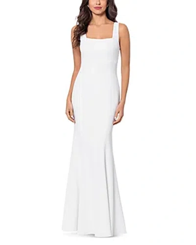 Aqua Square Neck Mermaid Gown In Ivory