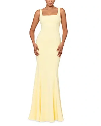 Aqua Square Neck Mermaid Gown In Yellow