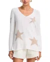 Aqua Stars V Neck Sweater In White
