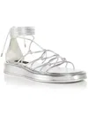 Shop Aqua Stars Womens Patent Flatform Gladiator Sandals In Silver