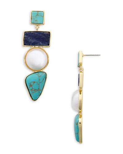 Aqua Statement Stone Linear Earrings - Exclusive In Blue