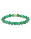Aqua Sterling Silver & Stone Beaded Stretch Bracelet - Exclusive In Aventurine/gold